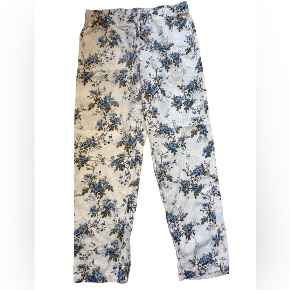 Villa D’ Ascoli The Company Store White Floral Cotton Pajama Pants Small